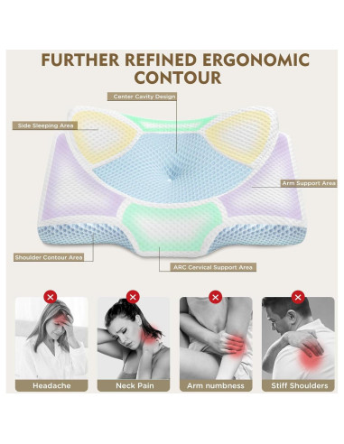 Almohada Cervical Osteo Ajustable Espuma de Memoria 62x42cm