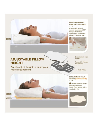 Almohada Cervical Osteo Ajustable Espuma de Memoria 62x42cm