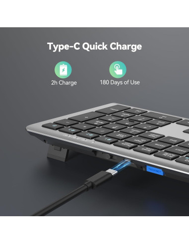 Teclado Bluetooth Recargable TECKNET TK-KB005 Ultra Delgado