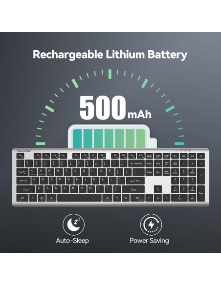 Teclado Bluetooth Recargable TECKNET TK-KB005 Ultra Delgado