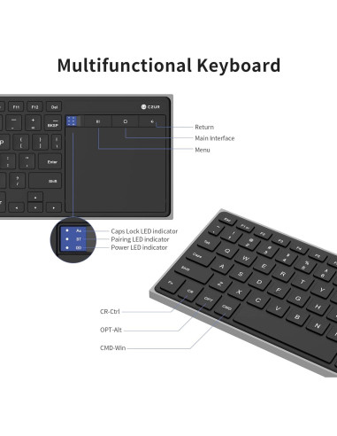 Teclado Bluetooth Recargable CZUR TouchBoard Pro - Inalámbrico, Delgado, Portátil