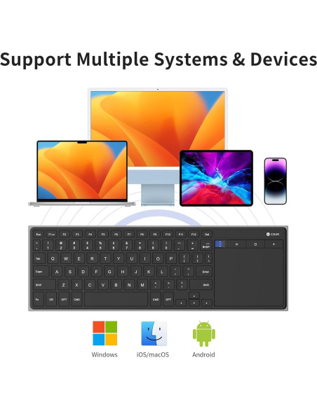 Teclado Bluetooth Recargable CZUR TouchBoard Pro - Inalámbrico, Delgado, Portátil