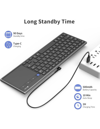 Teclado Bluetooth Recargable CZUR TouchBoard Pro - Inalámbrico, Delgado, Portátil