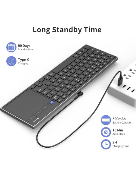 Teclado Bluetooth Recargable CZUR TouchBoard Pro - Inalámbrico, Delgado, Portátil