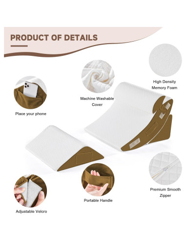 Almohadas en Cuña Ortopédicas Yojoker - Juego de 4, Espuma Viscoelástica