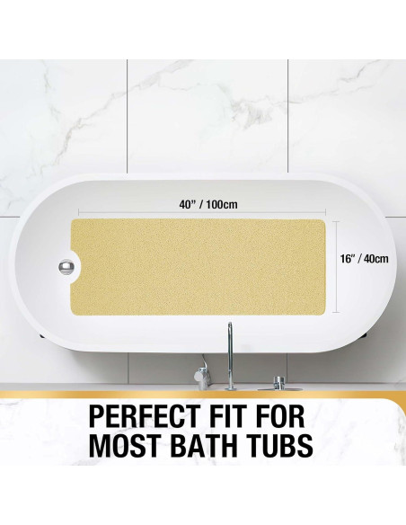 HITSLAM Alfombrilla de Baño Antideslizante Beige 101.6x40.6cm