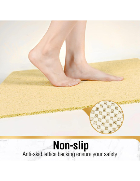 HITSLAM Alfombrilla de Baño Antideslizante Beige 101.6x40.6cm