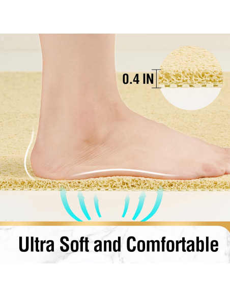 HITSLAM Alfombrilla de Baño Antideslizante Beige 101.6x40.6cm