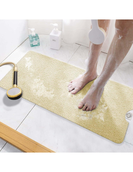 HITSLAM Alfombrilla de Baño Antideslizante Beige 101.6x40.6cm