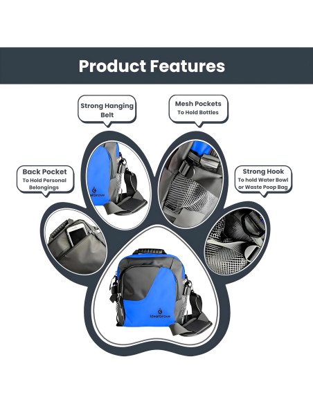 Bolsa de golosinas para perros Idealgrove - Azul, 27.7x26.8x8.8 cm Bolsa de golosinas para perros Idealgrove - Azul, 27.7x26.8x8.8 cm