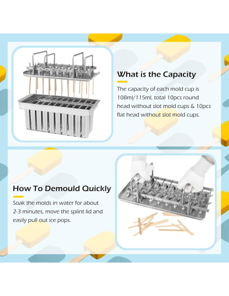 Moldes de Paletas Dyna-Living 20PCS Acero Inoxidable 108ml/115ml