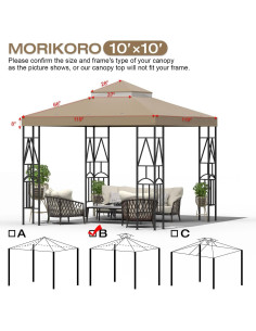 Cubierta de repuesto para gazebo Morikoro 3.05m Caqui 2