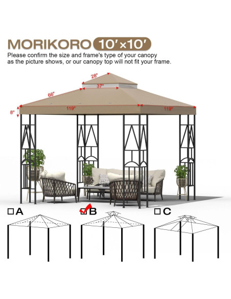 Cubierta de repuesto para gazebo Morikoro 3.05m Caqui
