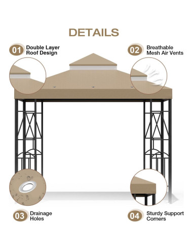 Cubierta de repuesto para gazebo Morikoro 3.05m Caqui