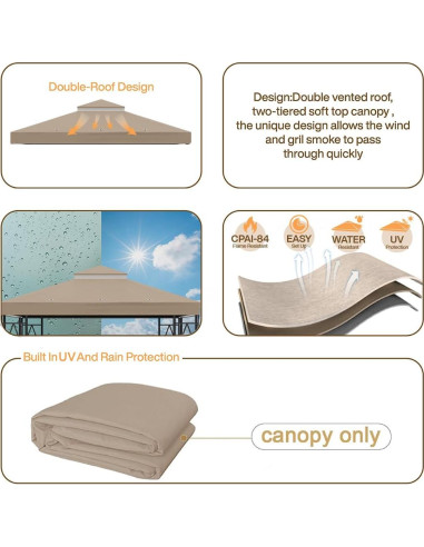Cubierta de repuesto para gazebo Morikoro 3.05m Caqui