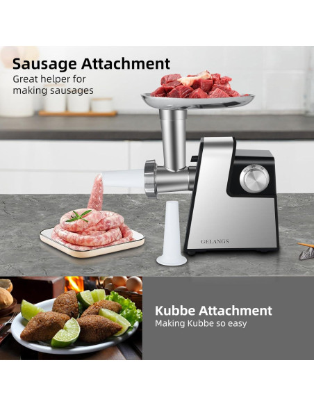 Picadora de Carne Eléctrica GELANGS 350W con Kit de Embutidos
