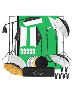 Kit de Iluminación Fotográfica ShowMaven con Softbox y Fondos