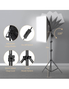 Kit de Iluminación Fotográfica ShowMaven con Softbox y Fondos 2