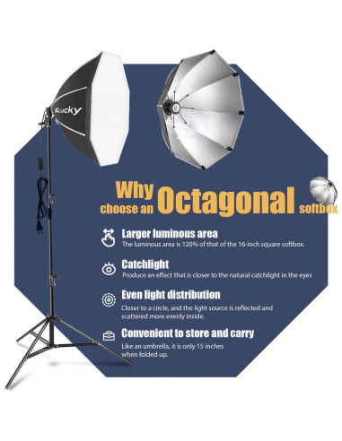 Kit de Iluminación Softbox EZLucky 50cm 85W LED Ajustable