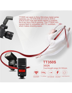 Flash Godox TT350S para cámara Sony, 2.4G Inalámbrico GN36 2