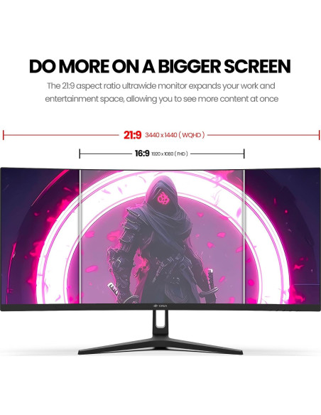 Monitor Curvo CRUA 34" WQHD 144Hz 1500R HDMI DisplayPort