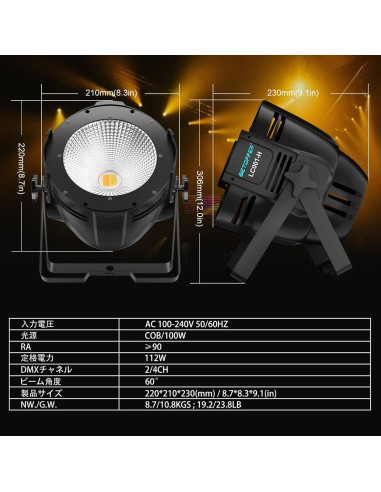 BETOPPER Focos LED 100W DMX para Escenario y Eventos