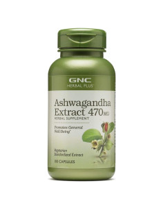 Suplemento Herbal GNC Ashwagandha 470mg Vegetariano 100 Porciones
