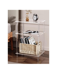 Mesa Lateral Acrílica Clara Solaround ESTANTE 3 Niveles 58.4cm