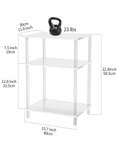 Mesa Lateral Acrílica Clara Solaround ESTANTE 3 Niveles 58.4cm 2