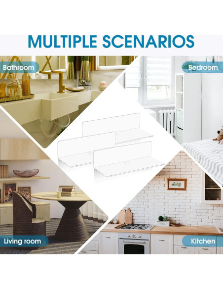 8 Estantes Flotantes Adhesivos Maitys 22.9x10.1 cm Blanco