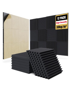 Paquete de 12 Paneles Acústicos Autoadhesivos 30x30 cm