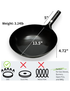Wok UPB Japón 39 cm - Hierro Ligero para Saltear y Freír 2