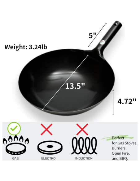 Wok UPB Japón 39 cm - Hierro Ligero para Saltear y Freír