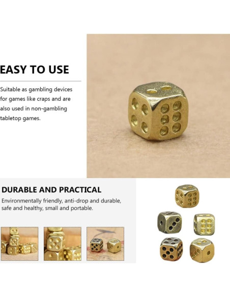 5 Dados de Cobre Puro Kisangel 1.1cm para Juegos de Mesa