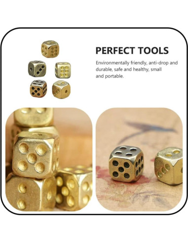 5 Dados de Cobre Puro Kisangel 1.1cm para Juegos de Mesa