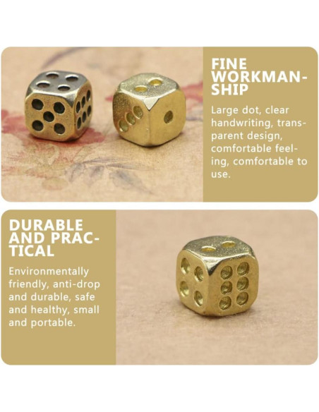 5 Dados de Cobre Puro Kisangel 1.1cm para Juegos de Mesa