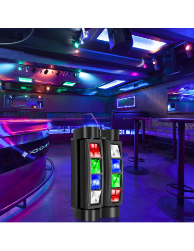 Luz DJ Cabeza Móvil Siete Estrellas 8 Rayos RGBW 4 en 1