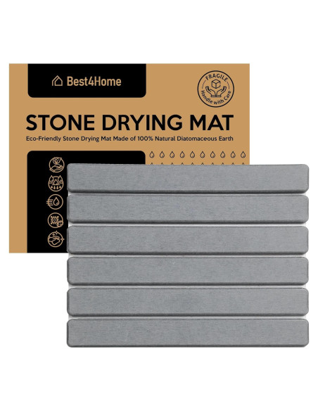 Alfombrilla de Secado de Piedra Diatomita Gris 40x30cm - Antideslizante