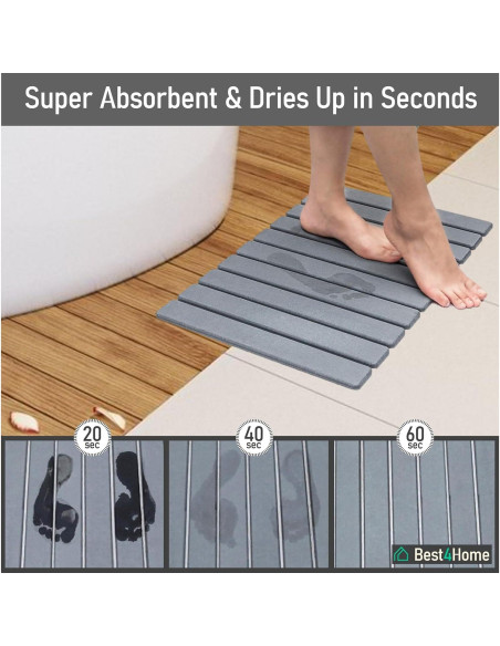 Alfombrilla de Secado de Piedra Diatomita Gris 40x30cm - Antideslizante