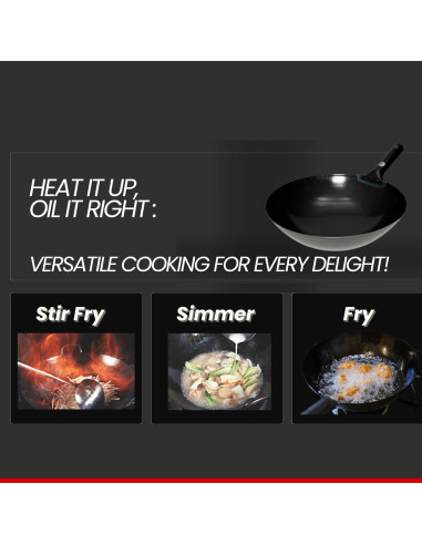 Wok UPB Japón 39 cm - Hierro Ligero para Saltear y Freír