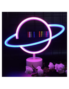 Lámpara de Mesa LED ENUOLI Planeta Azul y Rosa 23.9 cm