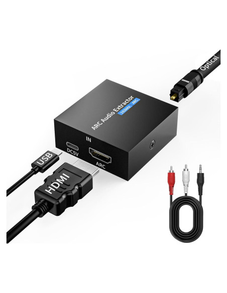 Extractor de Audio HDMI ARC Tihokile a Óptico 192KHz 3.5mm