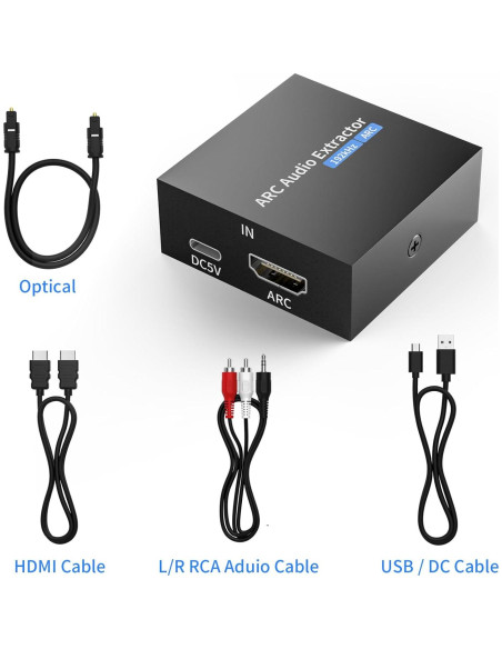 Extractor de Audio HDMI ARC Tihokile a Óptico 192KHz 3.5mm