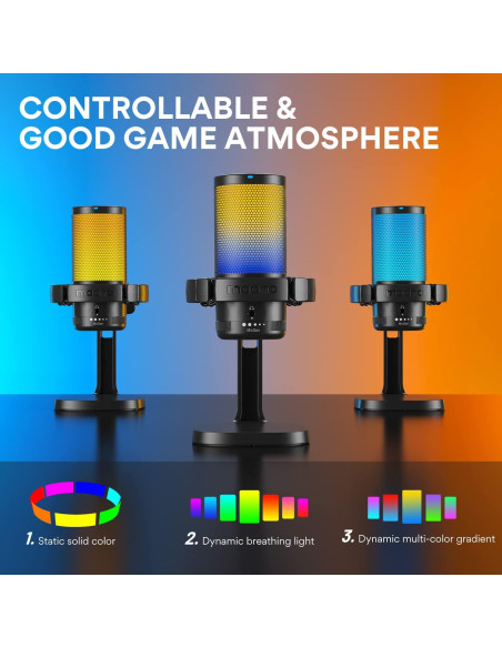 Micrófono USB MAONO DM20 para Gaming con RGB y Cancelación de Ruido
