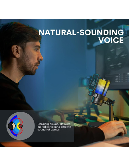 Micrófono USB MAONO DM20 para Gaming con RGB y Cancelación de Ruido