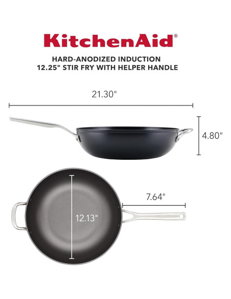 Sartén Wok Antiadherente KitchenAid 31 cm Negro Mate