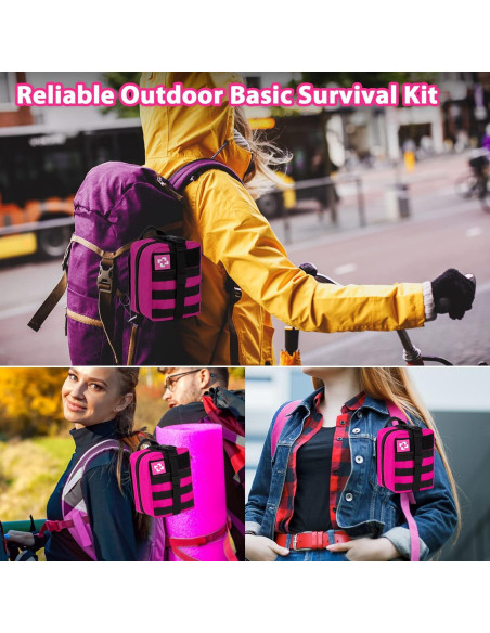 Kit de Supervivencia Vioview Rosa con Primeros Auxilios y Bolsa Molle