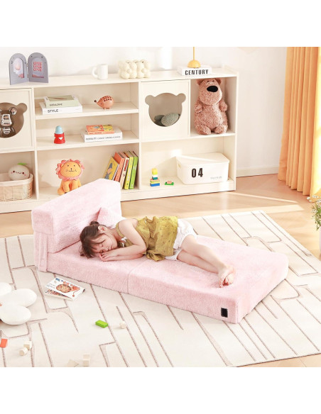 Sofá Cama Plegable para Niños Givjoy Rosa con Almohada Sofá Cama Plegable para Niños Givjoy Rosa con Almohada