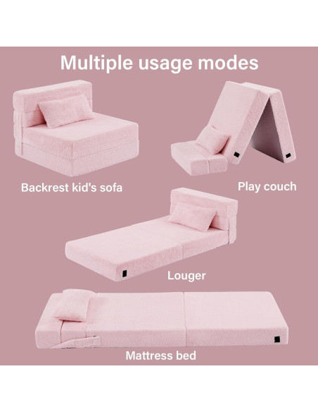Sofá Cama Plegable para Niños Givjoy Rosa con Almohada Sofá Cama Plegable para Niños Givjoy Rosa con Almohada