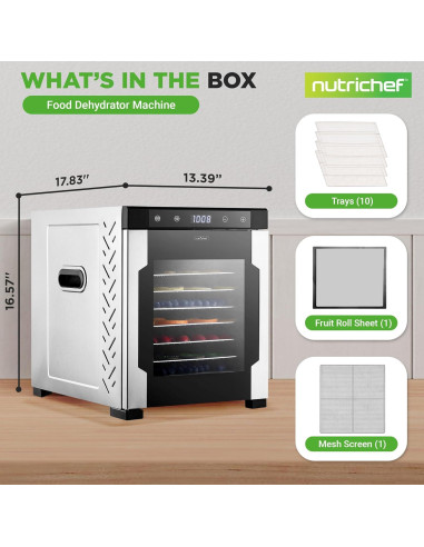 Deshidratador de Alimentos NutriChef NCFD10S 900W 10 Bandejas